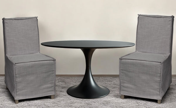 Homeroots Set Of Two Gray And Brown Slipcovered Wood Parsons Chairs  Wood 380404