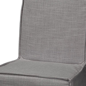 Homeroots Set Of Two Gray And Brown Slipcovered Wood Parsons Chairs  Wood 380404