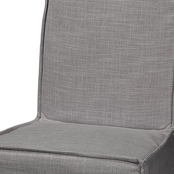 Homeroots Set Of Two Gray And Brown Slipcovered Wood Parsons Chairs  Wood 380404