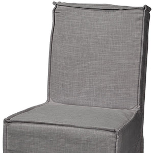 Homeroots Set Of Two Gray And Brown Slipcovered Wood Parsons Chairs  Wood 380404