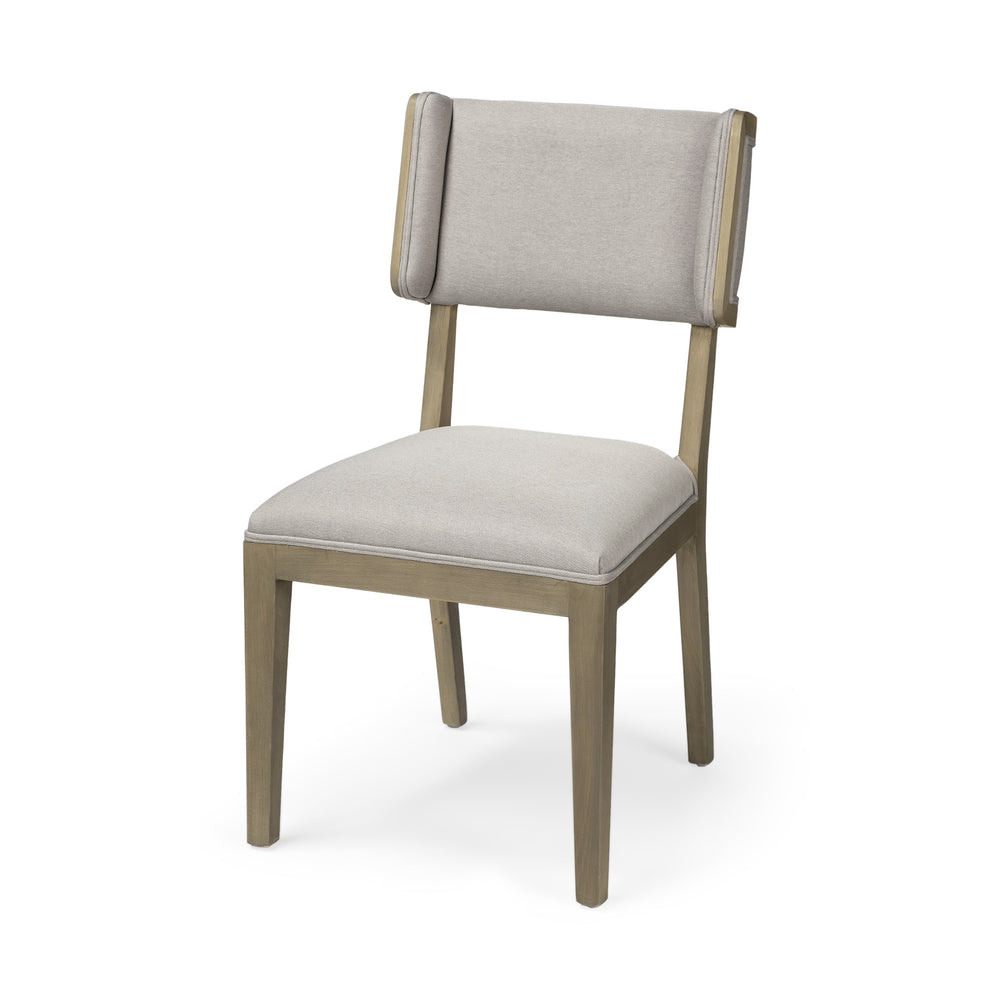 Homeroots Set Of Two Light Gray And Brown Upholstered Fabric Open Back Side Chairs  Wood 380406