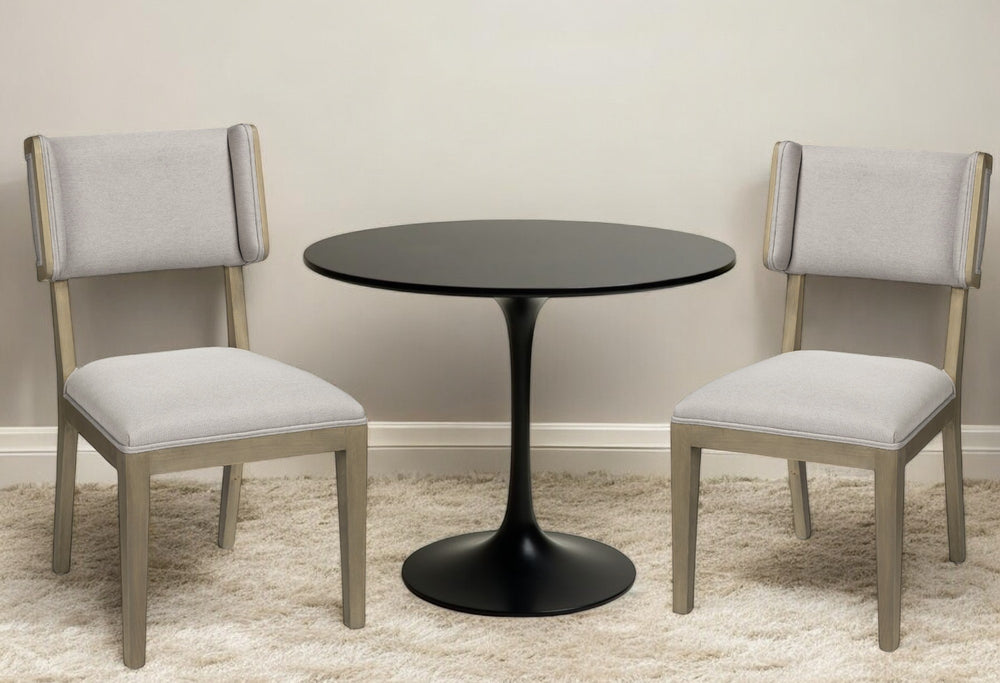 Homeroots Set Of Two Light Gray And Brown Upholstered Fabric Open Back Side Chairs  Wood 380406