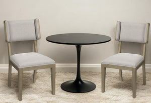 Homeroots Set Of Two Light Gray And Brown Upholstered Fabric Open Back Side Chairs  Wood 380406