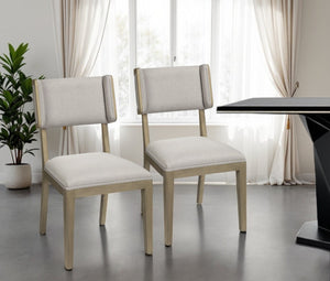 HomeRoots Set of Two Elegant Light Gray Upholstered Open-Back Side Chairs with Brown Wood Accents - Ideal for Any Space 380406