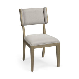HomeRoots Set of Two Elegant Light Gray Upholstered Open-Back Side Chairs with Brown Wood Accents - Ideal for Any Space 380406