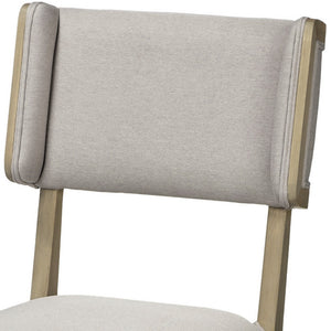 Homeroots Set Of Two Light Gray And Brown Upholstered Fabric Open Back Side Chairs  Wood 380406