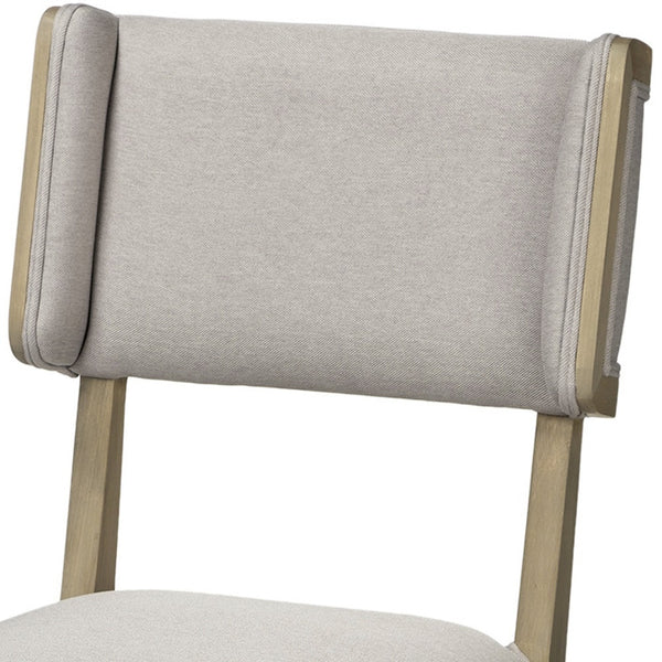 Homeroots Set Of Two Light Gray And Brown Upholstered Fabric Open Back Side Chairs  Wood 380406