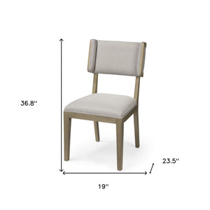 Homeroots Set Of Two Light Gray And Brown Upholstered Fabric Open Back Side Chairs  Wood 380406