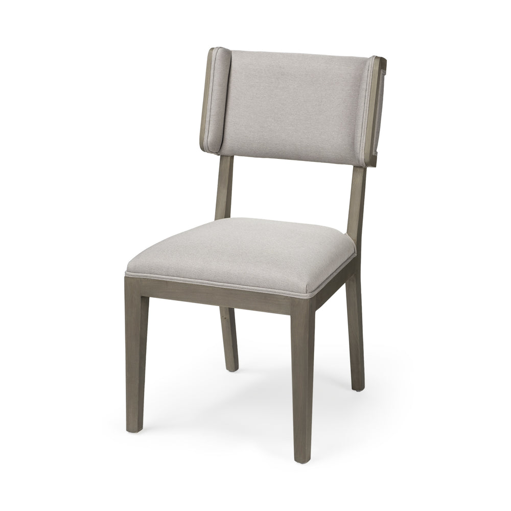 Homeroots Set Of Two Brown And Light Gray Upholstered Fabric Open Back Side Chairs  Wood 380407