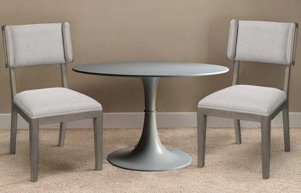 Homeroots Set Of Two Brown And Light Gray Upholstered Fabric Open Back Side Chairs  Wood 380407