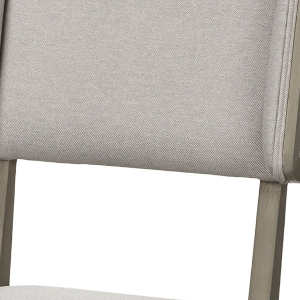 HomeRoots Set of Two Modern Open-Back Side Chairs in Light Gray Fabric & Warm Brown Wood for Versatile Use 380407