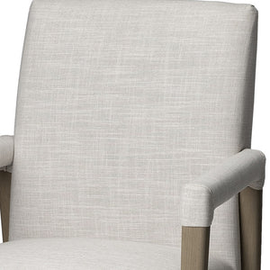 Homeroots Cream And Brown Upholstered Fabric King Louis Back Dining Arm Chair  Wood 380408