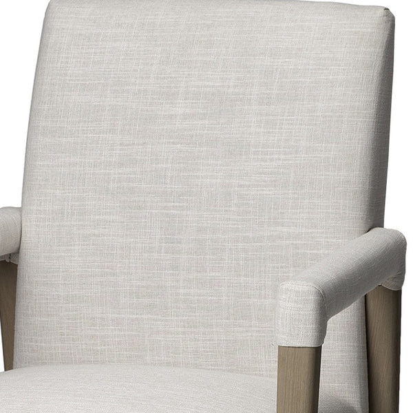 Homeroots Cream And Brown Upholstered Fabric King Louis Back Dining Arm Chair  Wood 380408