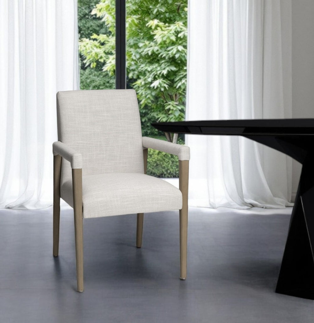 HomeRoots Cream King Louis Back Dining Arm Chair - Elegant Upholstered Comfort for Dining & Events, Versatile Style 380408