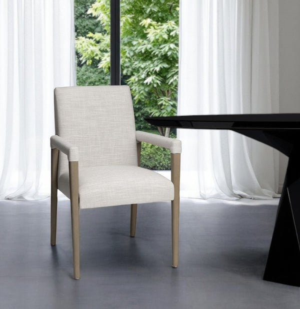 HomeRoots Cream King Louis Back Dining Arm Chair - Elegant Upholstered Comfort for Dining & Events, Versatile Style 380408