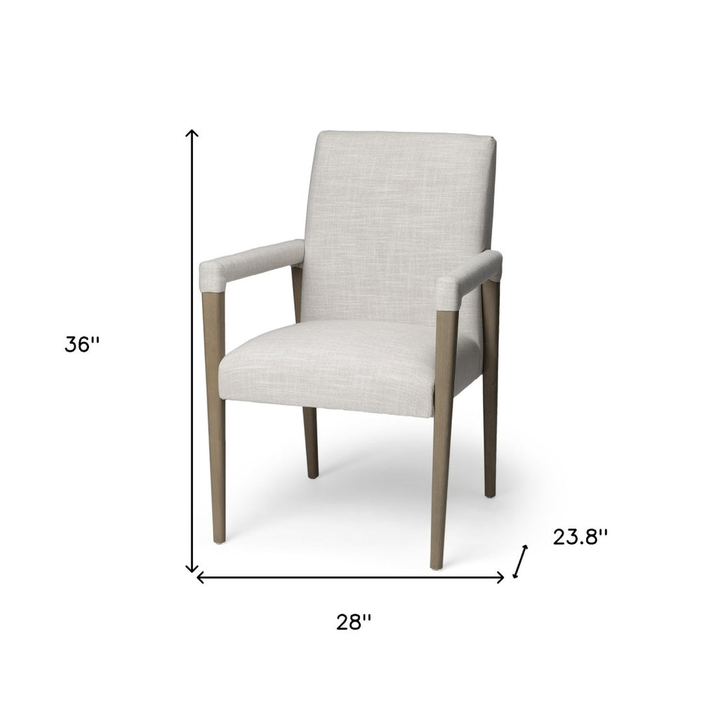 HomeRoots Cream King Louis Back Dining Arm Chair - Elegant Upholstered Comfort for Dining & Events, Versatile Style 380408