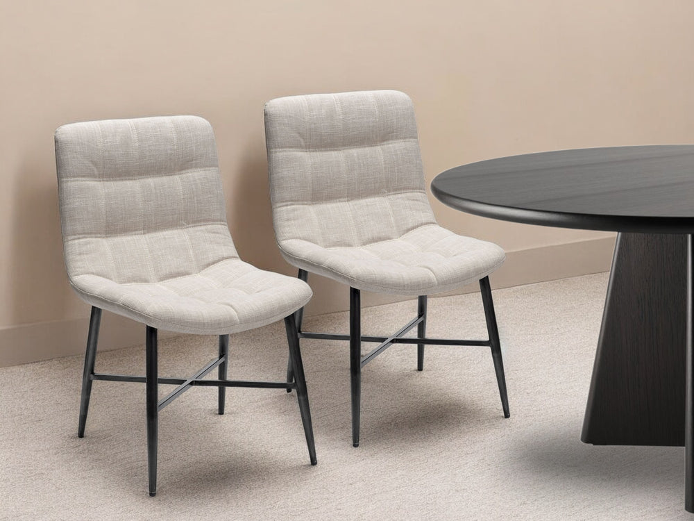 Homeroots Set Of Two White And Black Upholstered Fabric Open Back Side Chairs  Metal 380410