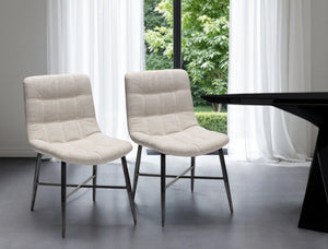 HomeRoots Set of Two Modern Upholstered Open Back Side Chairs - Stylish Black & White Design for Any Space 380410