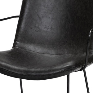 Homeroots Black Upholstered Faux Leather Dining Arm Chair  Metal 380412