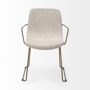 Homeroots Cream And Gold Upholstered Fabric Dining Arm Chair  Metal 380414