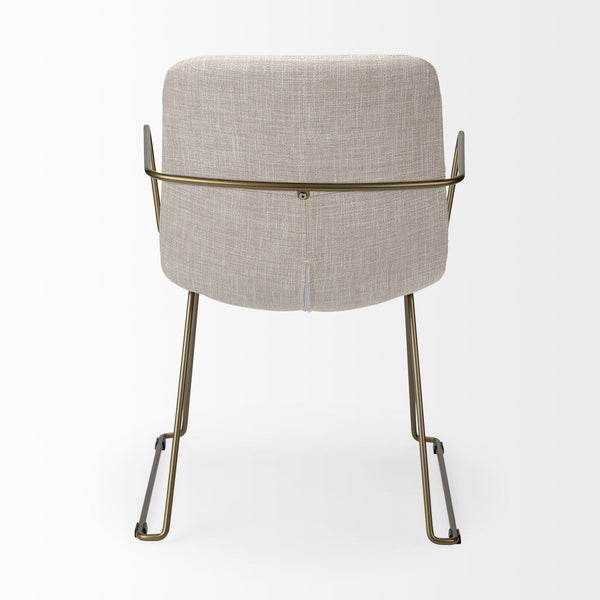 Homeroots Cream And Gold Upholstered Fabric Dining Arm Chair  Metal 380414