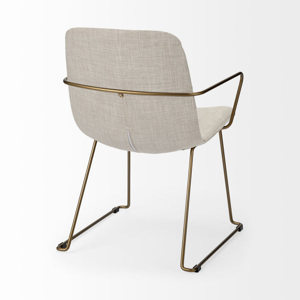 Homeroots Cream And Gold Upholstered Fabric Dining Arm Chair  Metal 380414