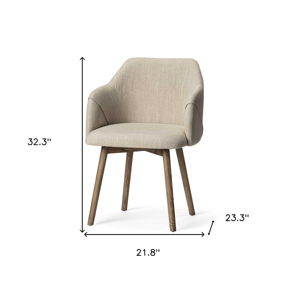 HomeRoots Cream Upholstered Fabric Dining Arm Chair - Elegant Comfort & Versatile Style for Any Space 380415
