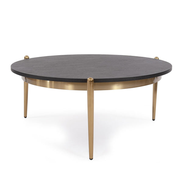 Howard Elliott Moderno Coffee Table - Elegant Design With Brushed Champagne Legs & Sophisticated Ebony Veneer Top Gold Wood ,Metal 38042-howard-elliott