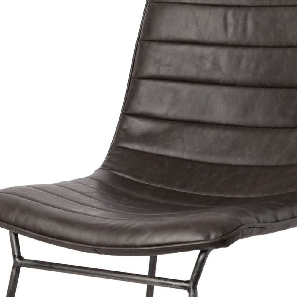 HomeRoots Set of Two Contemporary Black Faux Leather Side Chairs for Dining, Living & Accent Spaces 380421