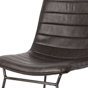 Homeroots Set Of Two Black Upholstered Faux Leather Side Chairs  Metal 380421