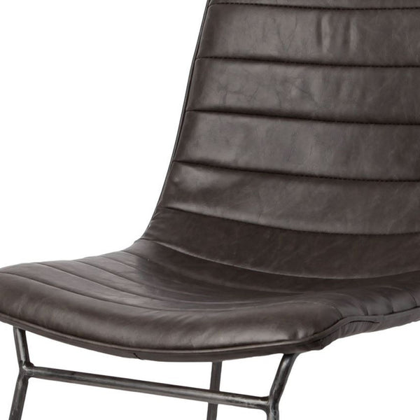 Homeroots Set Of Two Black Upholstered Faux Leather Side Chairs  Metal 380421