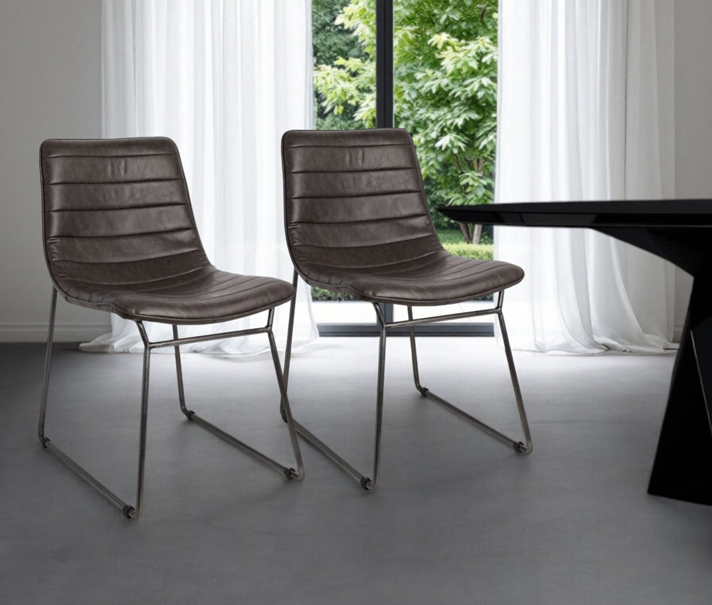 HomeRoots Set of Two Contemporary Black Faux Leather Side Chairs for Dining, Living & Accent Spaces 380421