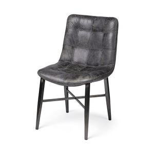 Homeroots Black Upholstered Leather Dining Side Chair  Metal 380423