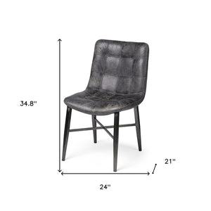 HomeRoots Black Upholstered Leather Dining Side Chair - Modern Industrial Design, Comfort & Versatility for Any Space 380423