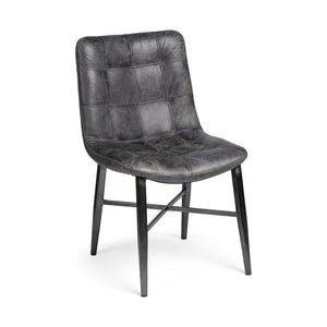 Homeroots Black Upholstered Leather Dining Side Chair  Metal 380423