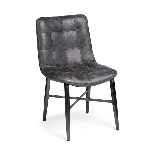 Homeroots Black Upholstered Leather Dining Side Chair  Metal 380423