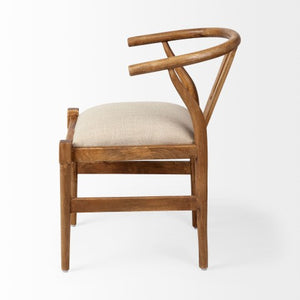 Homeroots Beige Upholstered Fabric Wishbone Back Chair - Stylish, Supportive Dining Chair For Any Room   380426