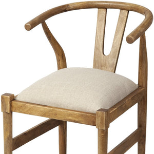 Homeroots Beige Upholstered Fabric Wishbone Back Chair - Stylish, Supportive Dining Chair For Any Room   380426