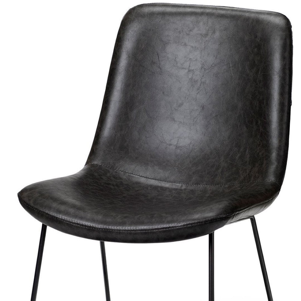 HomeRoots Set of Two Elegant Black Upholstered Faux Leather Side Chairs for Stylish Dining & Living Spaces 380429
