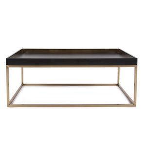 Howard Elliott Vassio Coffee Table - Elegant Tray Top Design In Ebony Wood With Brushed Brass Accents For Style Gold Wood ,Metal 38043-howard-elliott