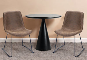 Homeroots Brown And Black Upholstered Faux Leather Dining Side Chair  Metal 380430