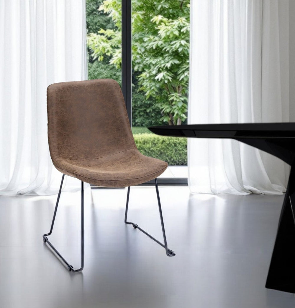 HomeRoots Brown Upholstered Faux Leather Dining Side Chair - Modern Comfort & Style for Any Space, 250 lbs Capacity 380430
