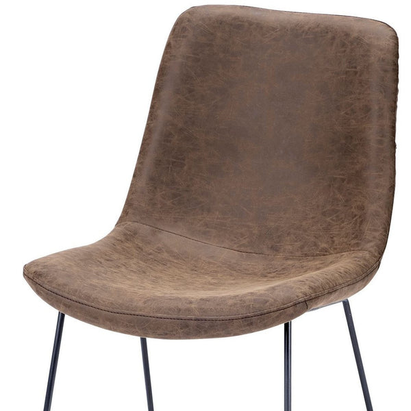 Homeroots Brown And Black Upholstered Faux Leather Dining Side Chair  Metal 380430