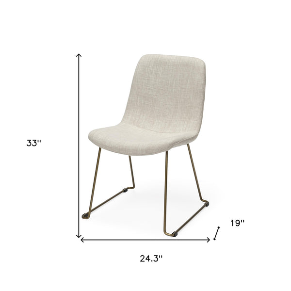 Homeroots Set Of Two Cream And Gold Upholstered Fabric Side Chairs  Metal 380431