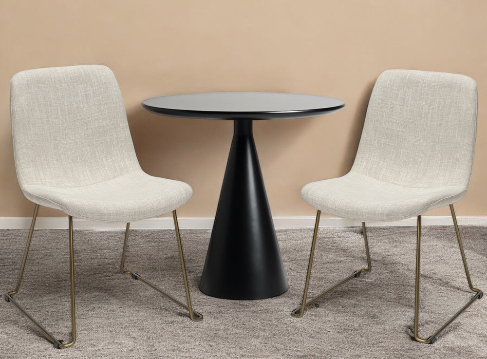 Homeroots Set Of Two Cream And Gold Upholstered Fabric Side Chairs  Metal 380431