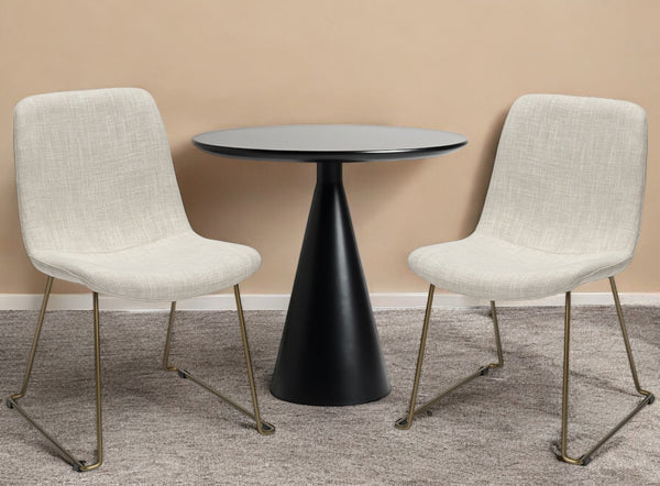 Homeroots Set Of Two Cream And Gold Upholstered Fabric Side Chairs  Metal 380431