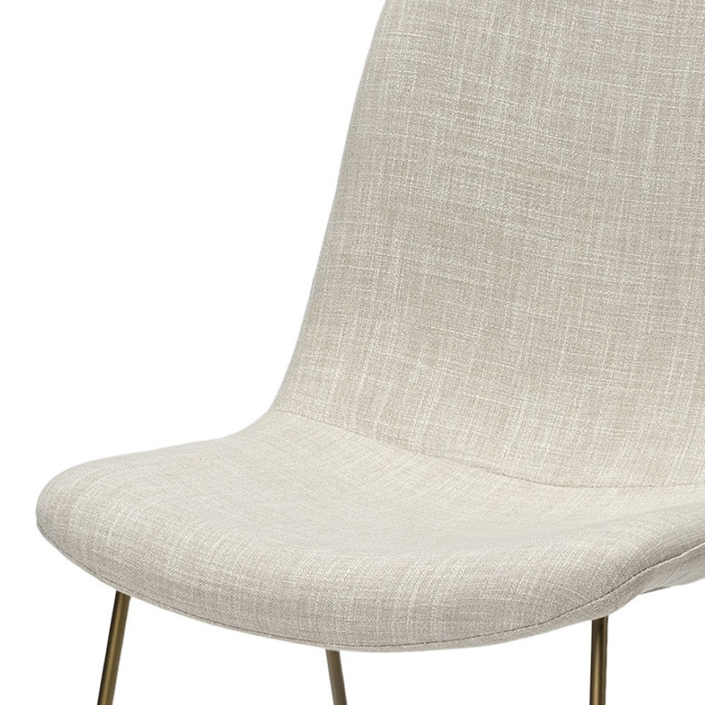 HomeRoots Set of Two Elegant Cream and Gold Upholstered Side Chairs for Modern Dining or Accent Seating 380431