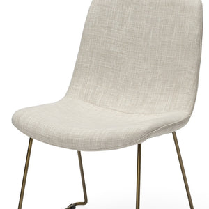 Homeroots Set Of Two Cream And Gold Upholstered Fabric Side Chairs  Metal 380431