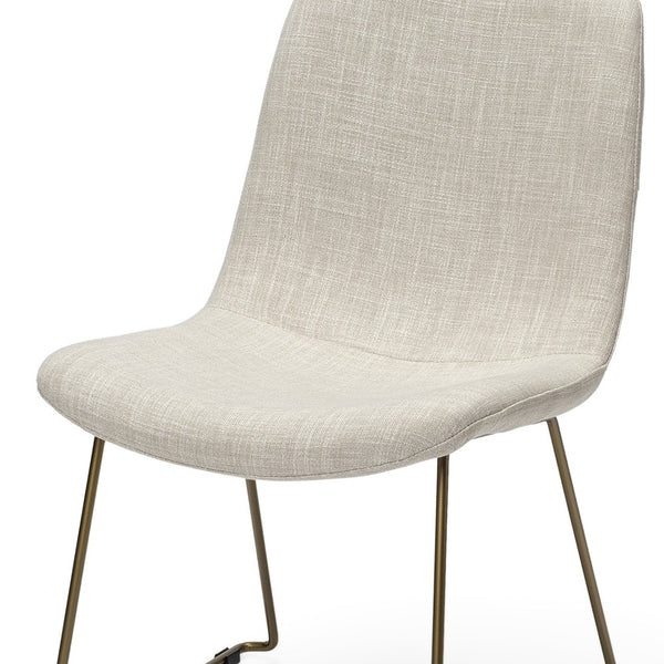 Homeroots Set Of Two Cream And Gold Upholstered Fabric Side Chairs  Metal 380431