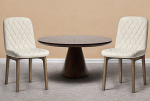 Homeroots Cream And Brown Upholstered Fabric Dining Side Chair  Wood 380432